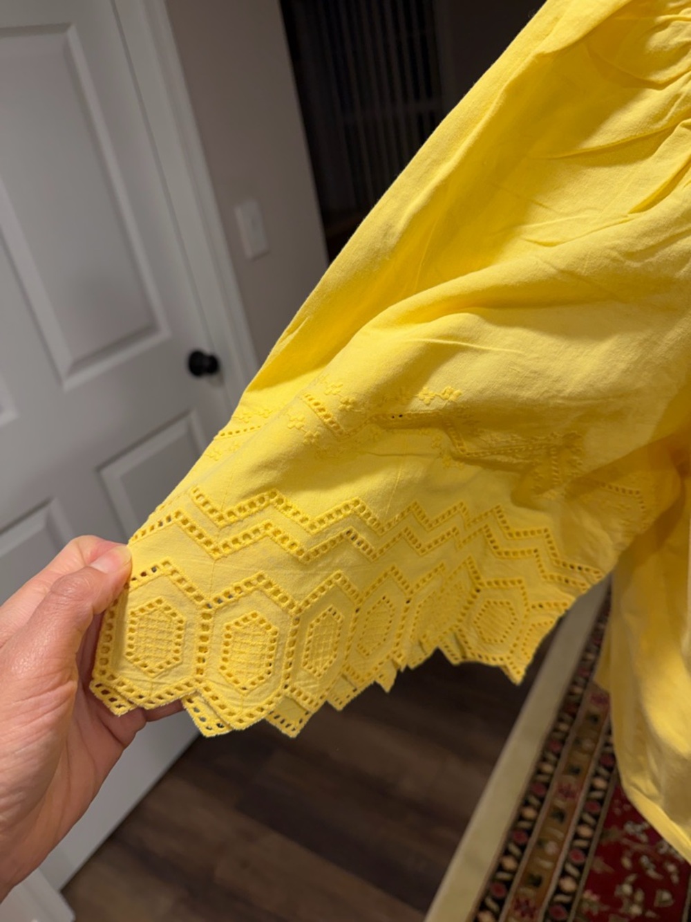 Banana Republic Yellow Puff Sleeve Eyelet Tee - Picture 3 of 4